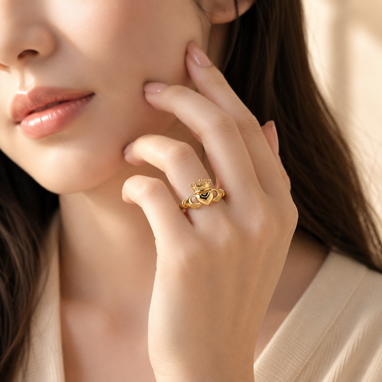 Gold Plated Claddagh Ring 925 Sterling Silver Irish Crown Heart Promise Ring