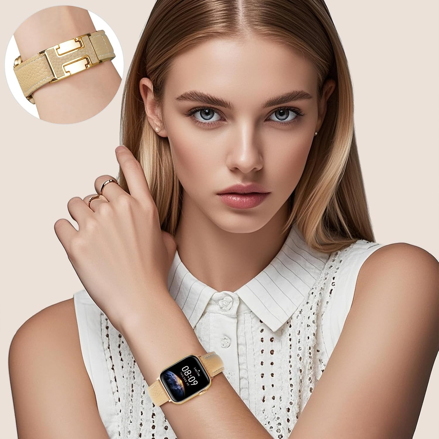 Leather Magnetic Band Compatible with Apple Watch Bands 38Mm 40Mm 41Mm 42Mm 44Mm