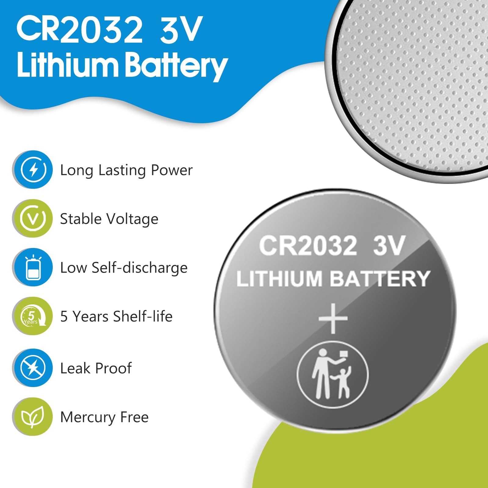 volkate CR2032 Batteries, 12 Count Pack, 2032 Lithium 3V Coin Battery 12 Pack