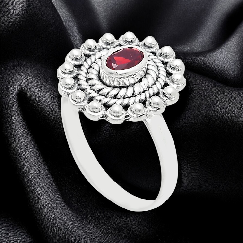 Hessonite Garnet – Madagascar 925 Sterling Silver Ring s.8 Jewelry R-1124