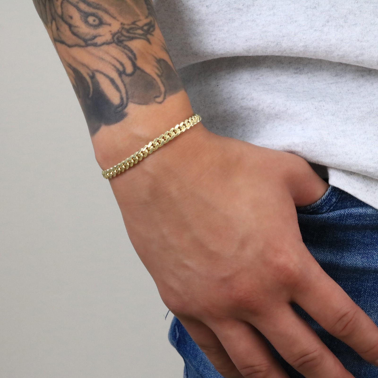 14K Yellow Gold Solid 5mm Miami Cuban Link Chain Bracelet Men 7″ 7.5″ 8″ 8.5″ 9″
