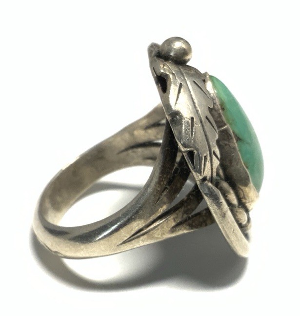Old Pawn Sterling Silver 925 Turquoise Ring Size 7.5 LY02