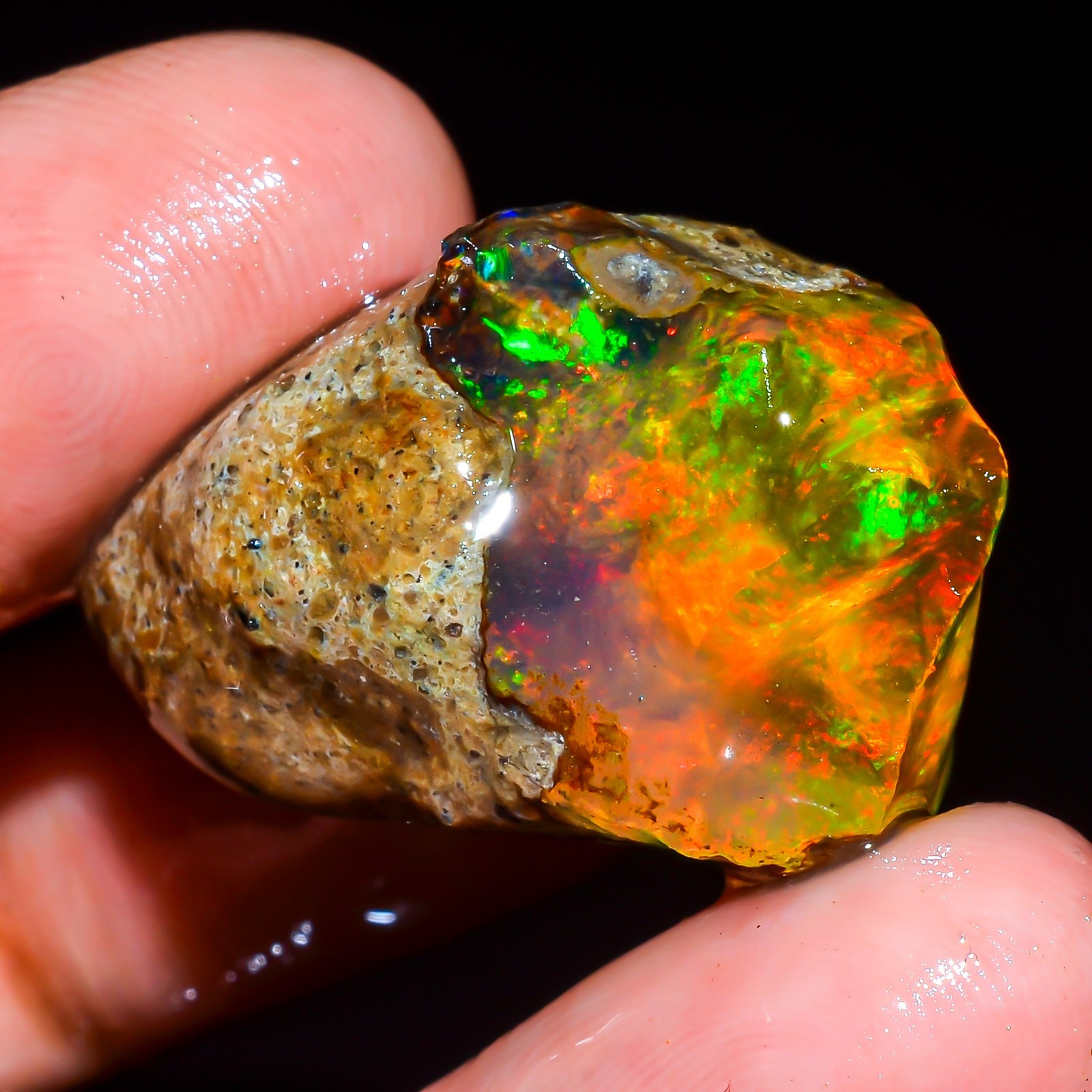 30 Ct Natural Ethiopian Opal Rough Gemstone, Loose Gemstone Multi Fire Opal L420