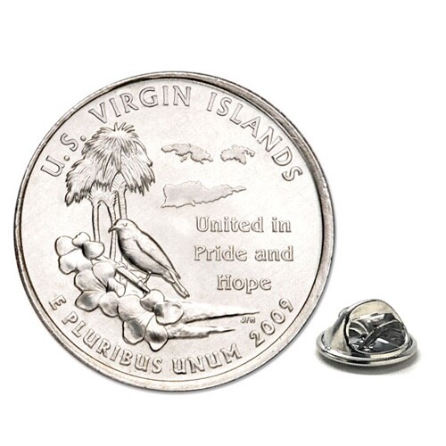 Lapel Pin The U.S. Virgin Islands Coin Pin Uncirculated U.S. Quarter 2009