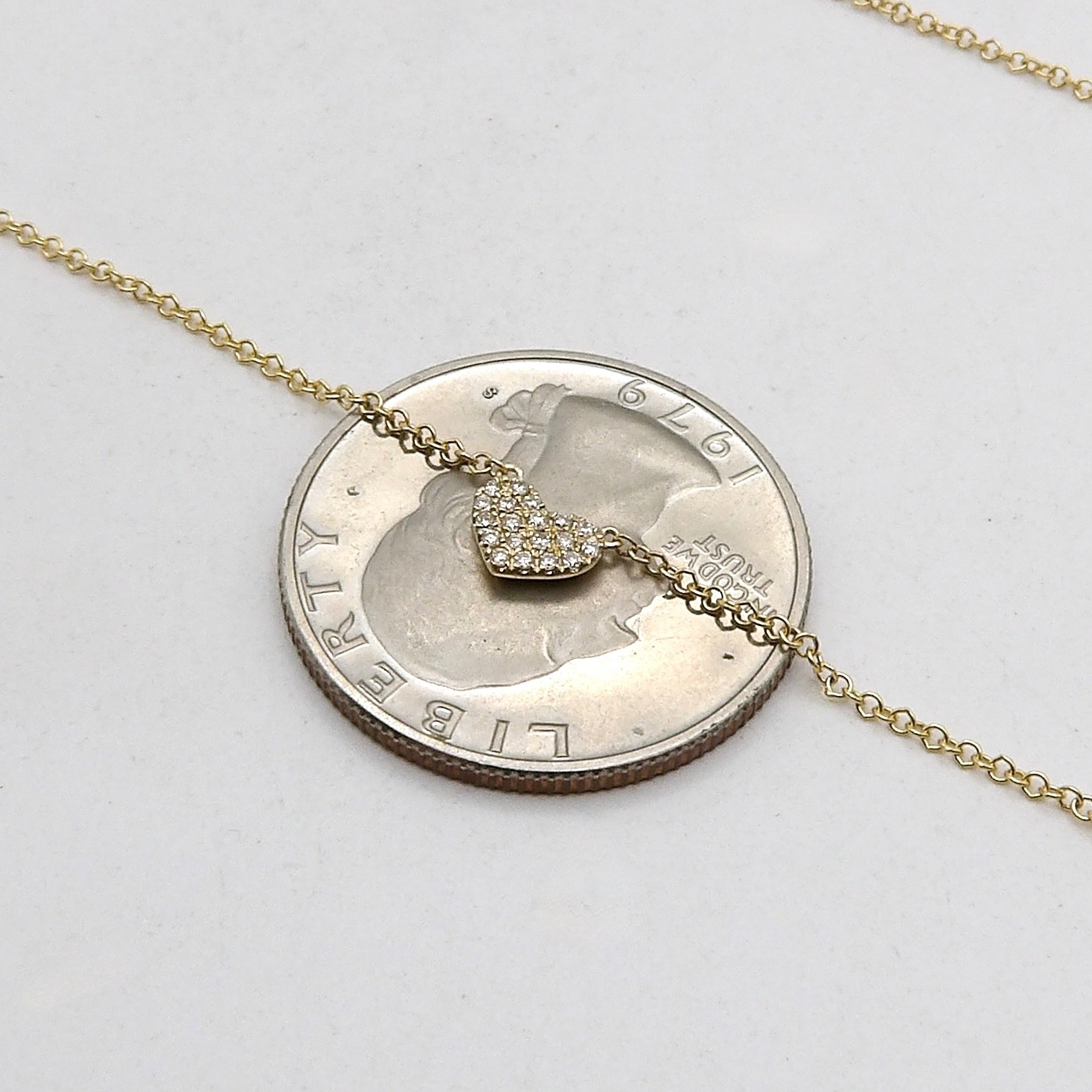 Solid 14k Gold Natural Diamond Heart Pendant Necklace Pave Setting Gabriel Co