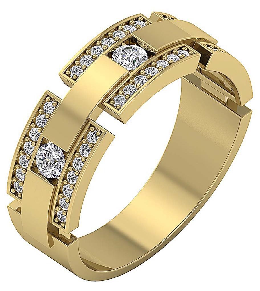 Lab Grown Round Diamond VS1 F 0.85 Carat 14K Gold Men’s Engagement Wedding Ring