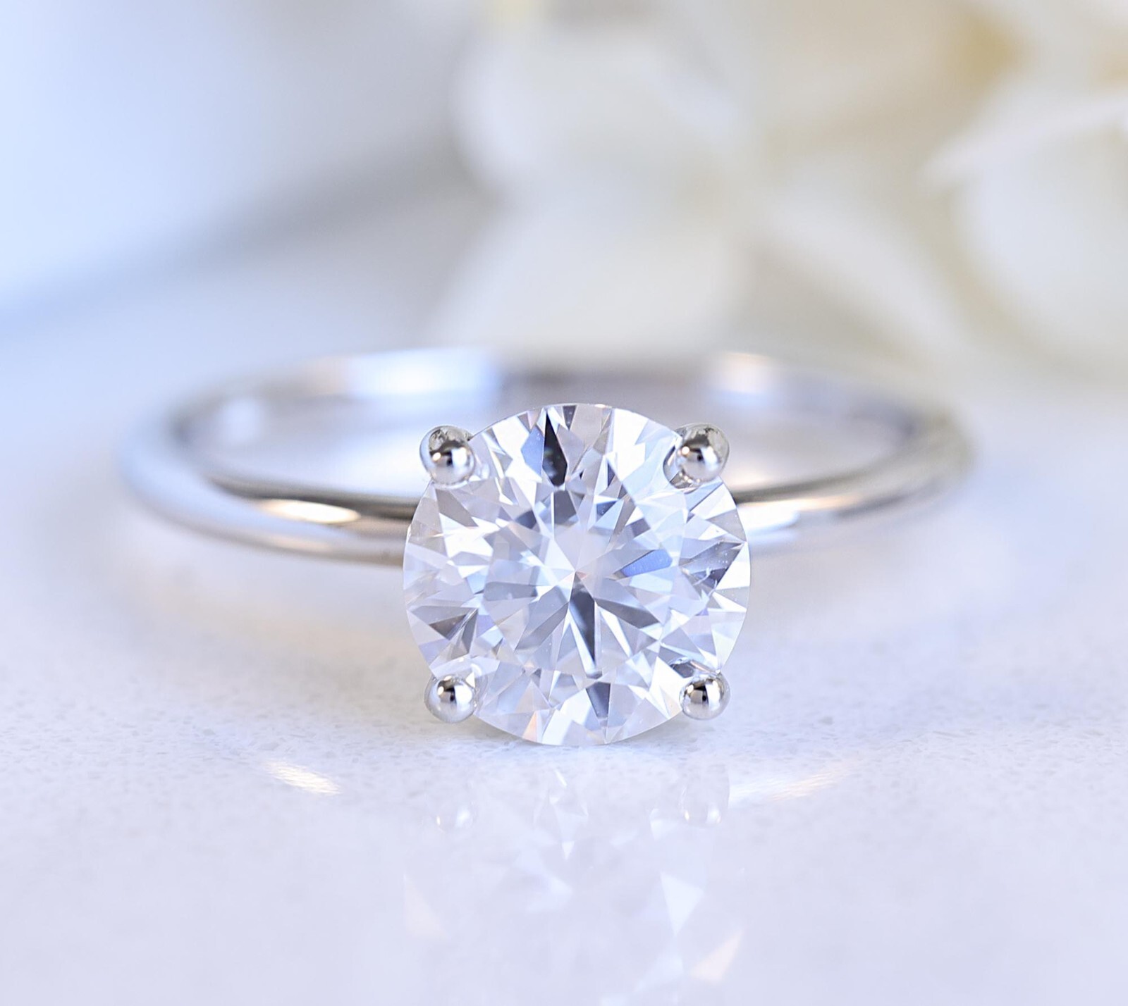2.25ct Moissanite Solitaire 925 Sterling Silver Engagement Ring Sz 2.5-15 S10494