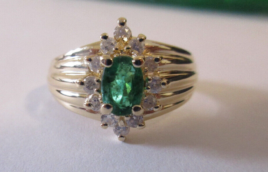 EFFY 14K Gold Diamond & Emerald Ring Diamond=.30 Carat 4.40 Gram Value=$6,500