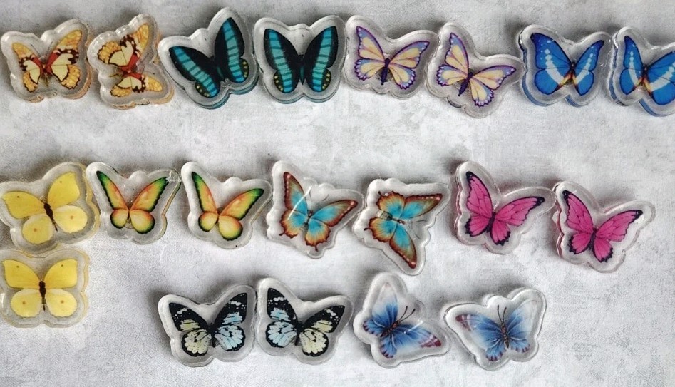 14 Pairs Butterfly earrings Colorful Acrylic Moth fashion Earrings For Women Lot