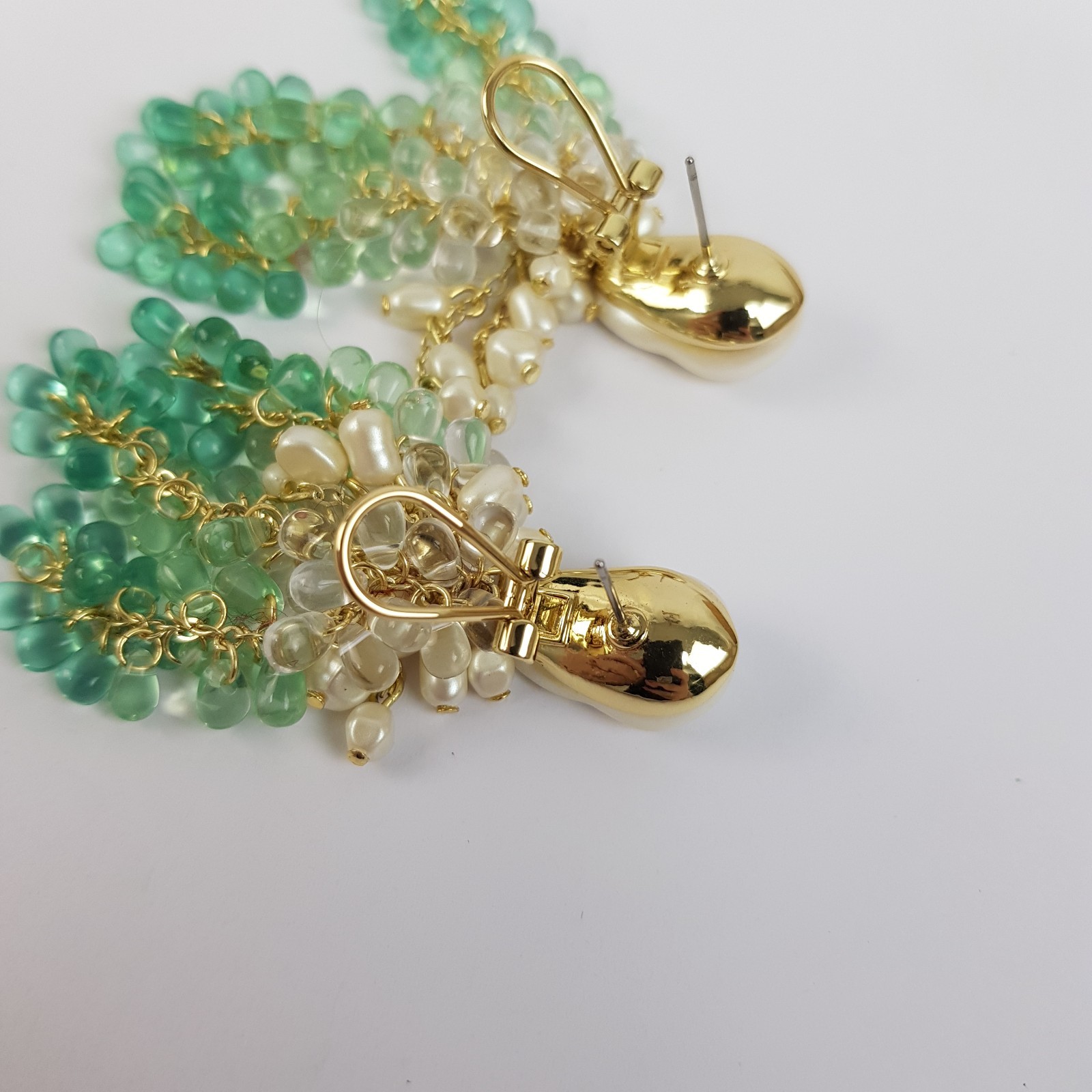 & Other Stories Waterfall Drop Earrings Sea Green Gradient Teardrop Beads