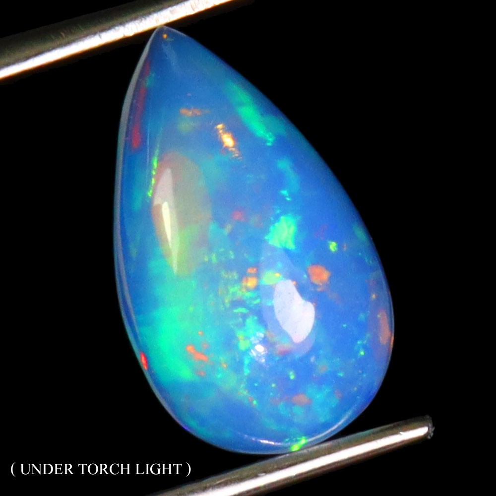 Pear Cab AAA Floral Flash Play Of Color Crystal Fire Opal 2.53ct 15x9mm Gemstone