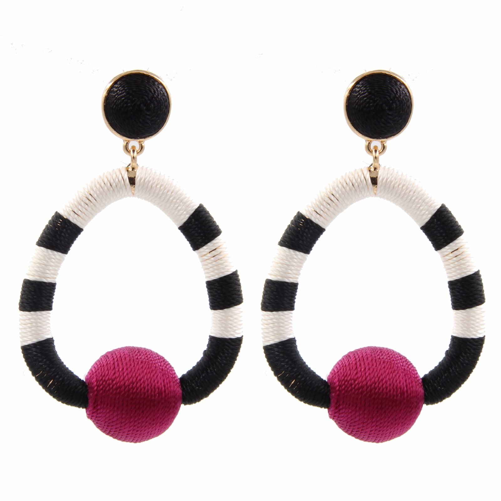 Kv8zt Women’s Big Style Polyester Thread Handcrafted MARIELA HOOP Drop EARRINGS