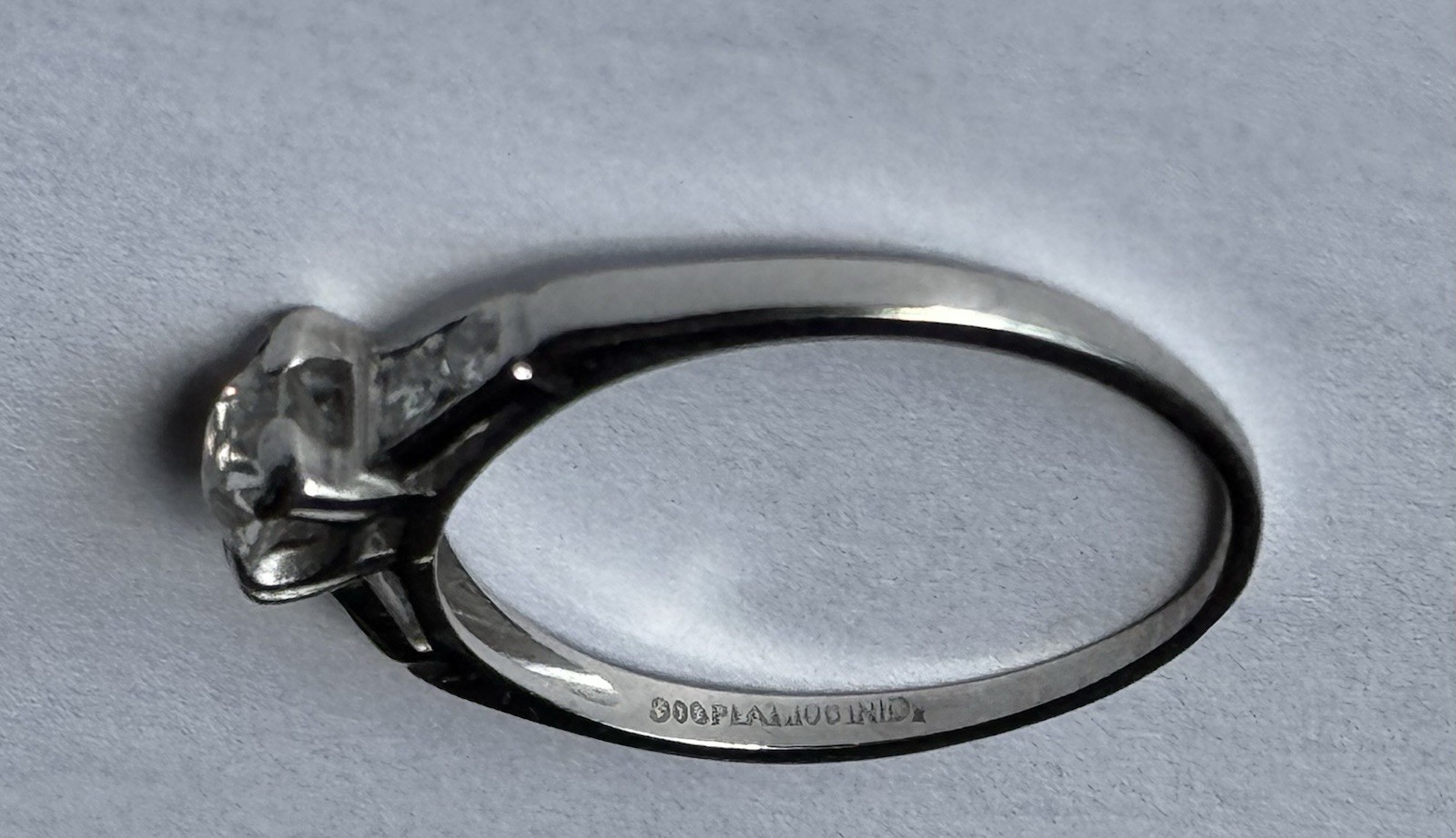 Antique 900 Platinum Victorian Old Mine Cut Diamond Solitaire Ring 0.57 ctw