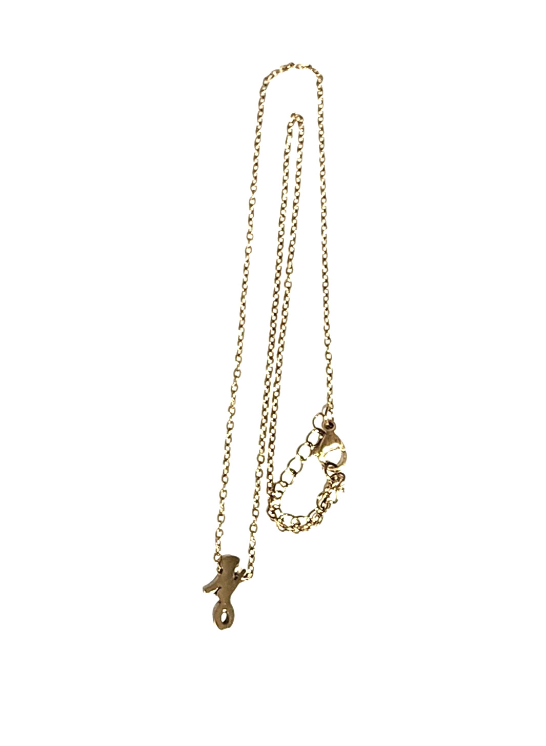 Dainty Cursive Letter J Initial Gold Tone Charm Pendant Necklace 17″ Name Cable