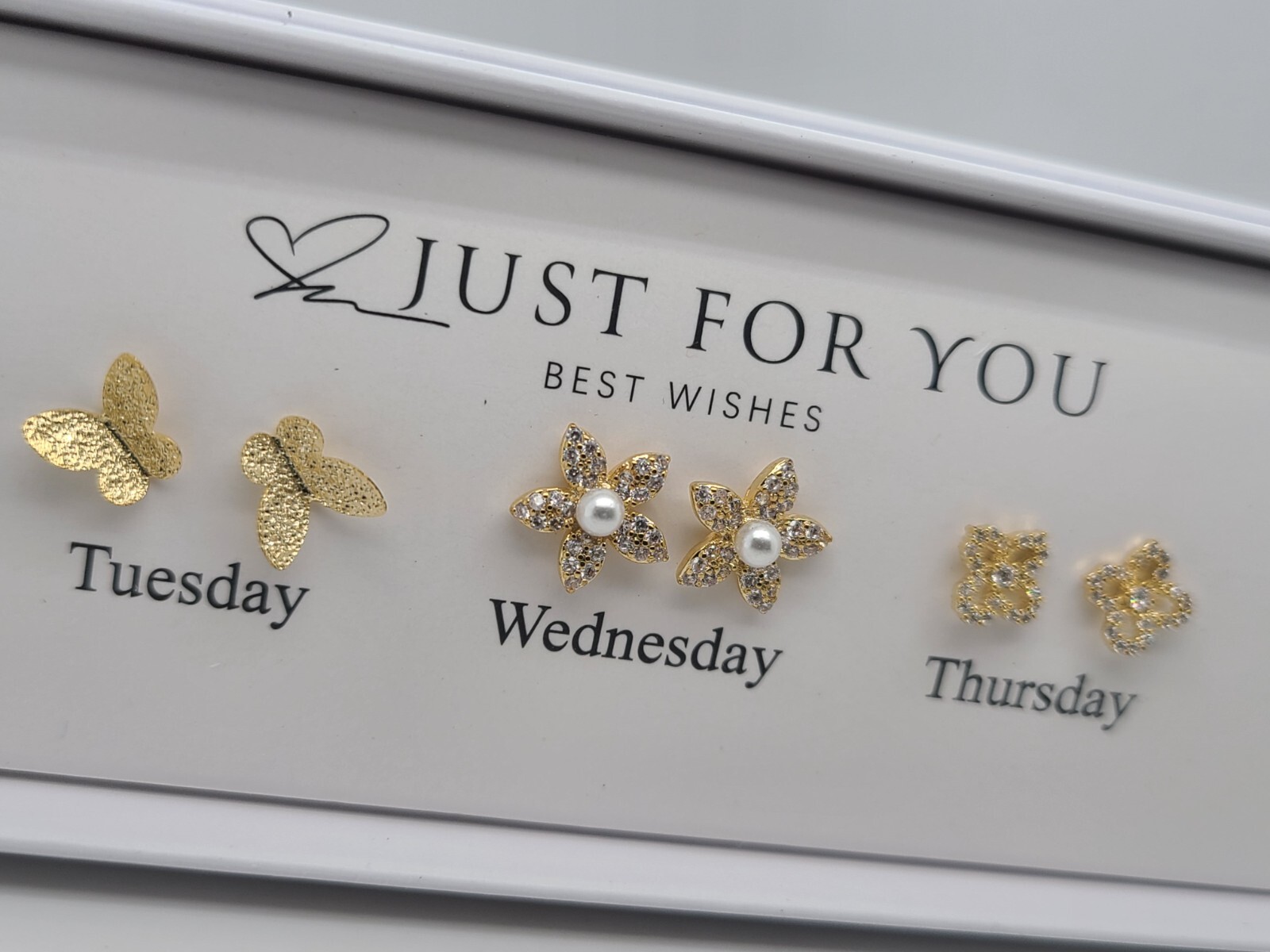 Just For You Best Wishes Gold-tone CZ Stud 10mm Earrings Set