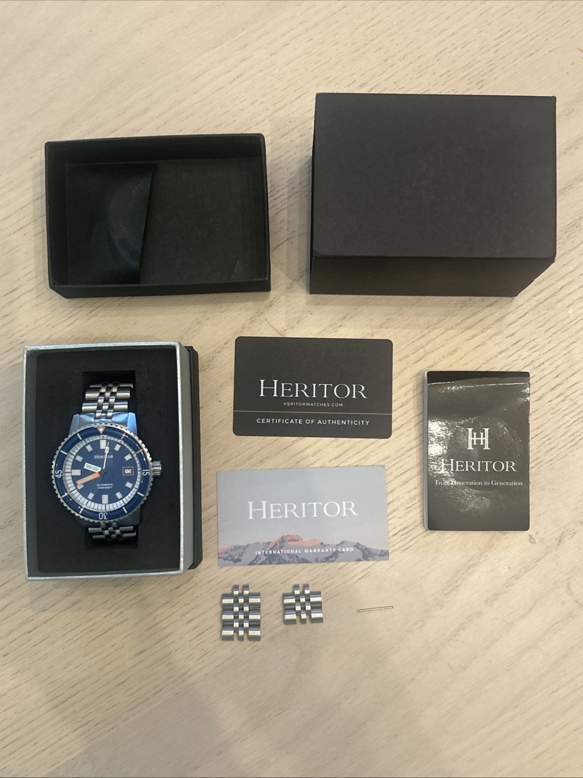 HERITOR Men’s Automatic Diver Watch Navy Blue Dial, HR9103