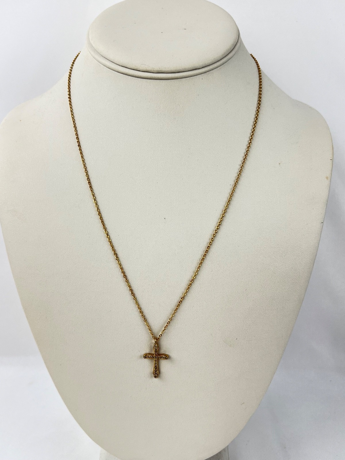 Fashion 3 Necklaces Lot Chains Gold Tone 3 Crosses 1 Bar Pendant Layering Set