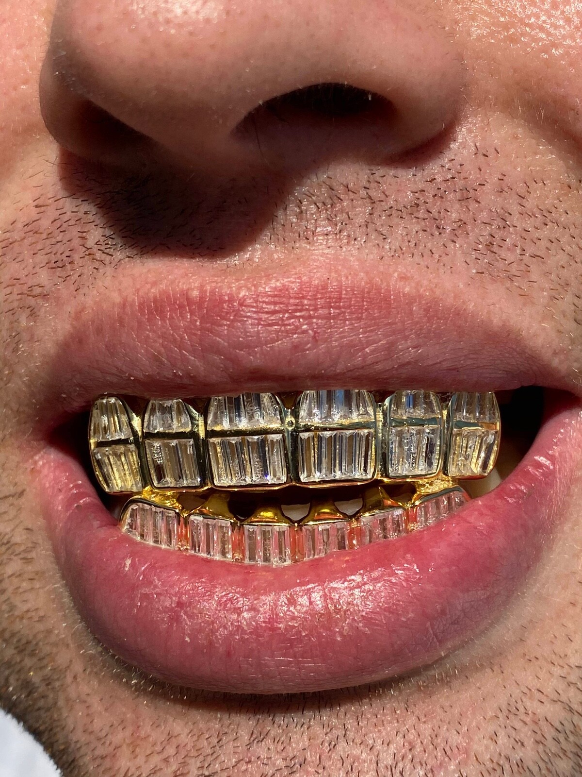 Real 925 Silver 14k Gold Plated ICED Baguette CZ GRILLZ Teeth Fronts Grills