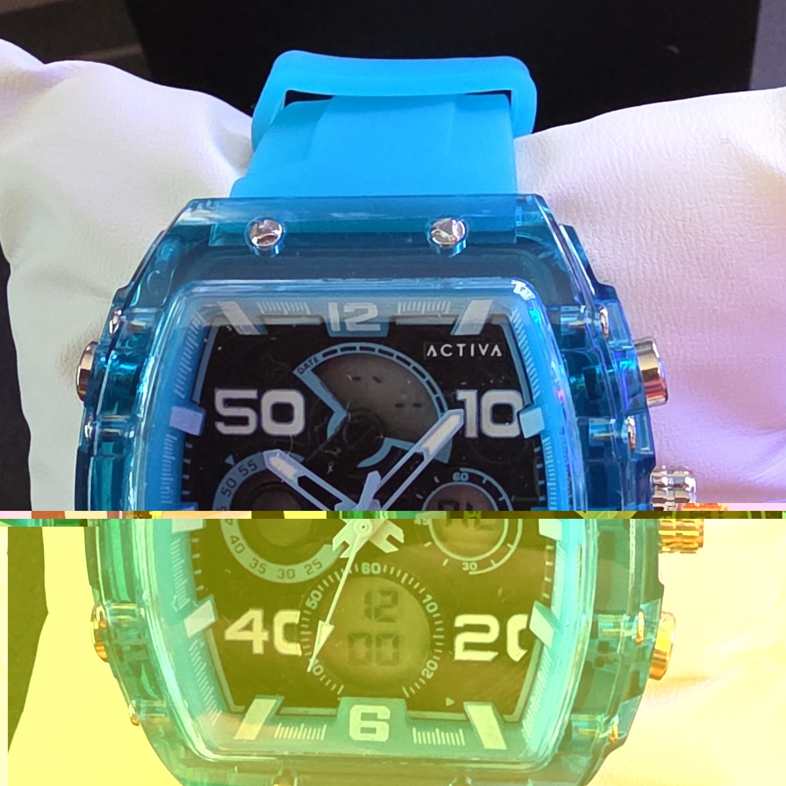 Activa Men’s Quartz Analog/Digital Sport Silicone Strap 44-47.9mm