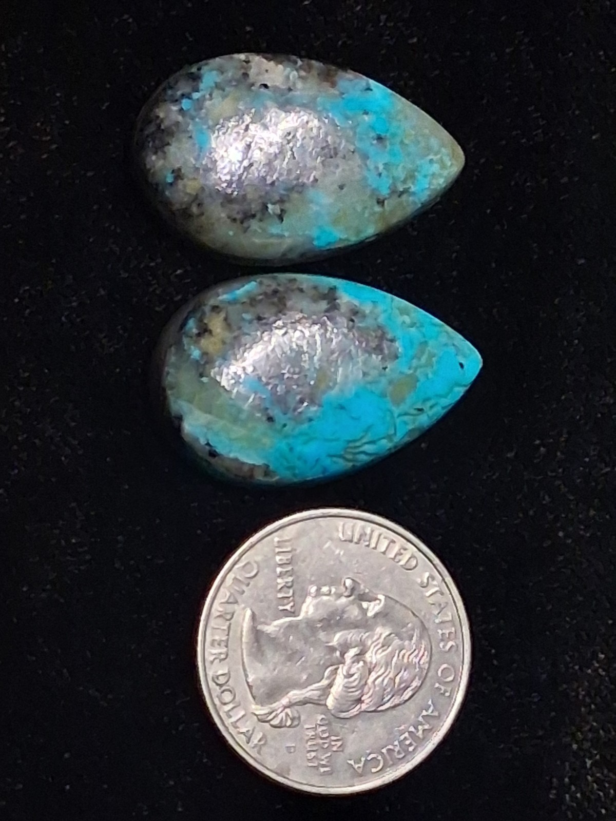 Beautiful Kingman Turquoise Cabochon Pair 40 Carats (Perfect For Earrings)