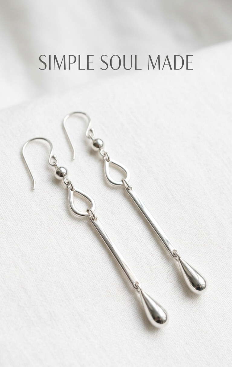 925 Sterling Silver Long Drop Dangle Earrings Minimalist Teardrop Hook Earrings