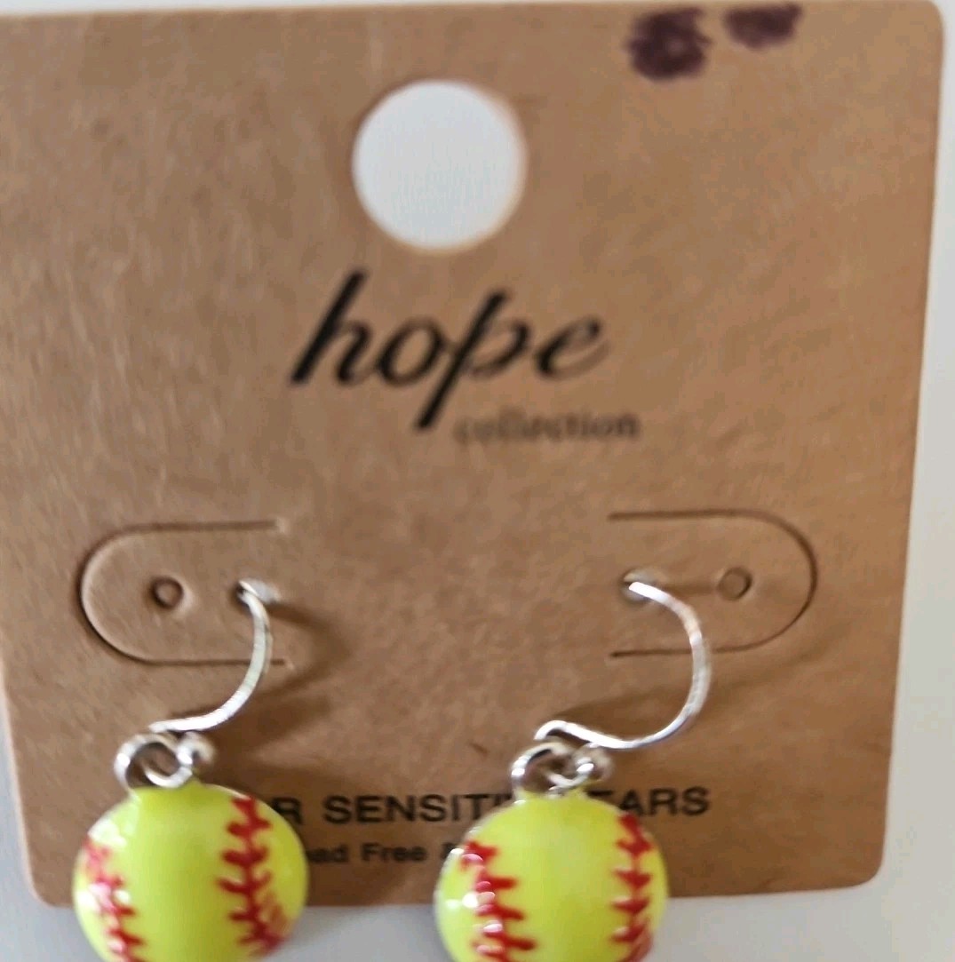 Softball Earrings Hope Collection For Sensitive Ears Lead And Nickel Free
