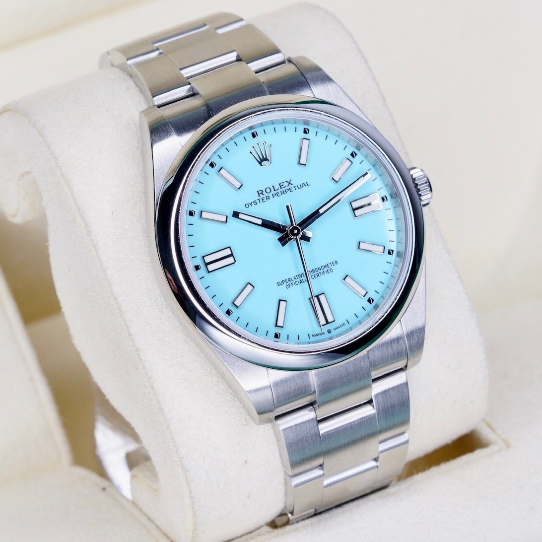 Rolex 124300 Oyster Perpetual 41 TURQUOISE Tiffany Blue Dial Stainless Steel