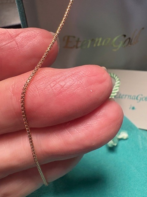 NIB VTG 14K EternaGold Delicate 10″ Polished Box Link Ankle Bracelet 1.2g