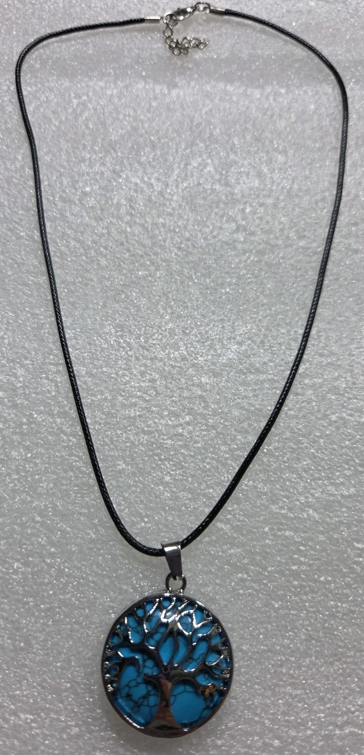 Tree Of Life Turquoise Necklace 18in Chain With Extender