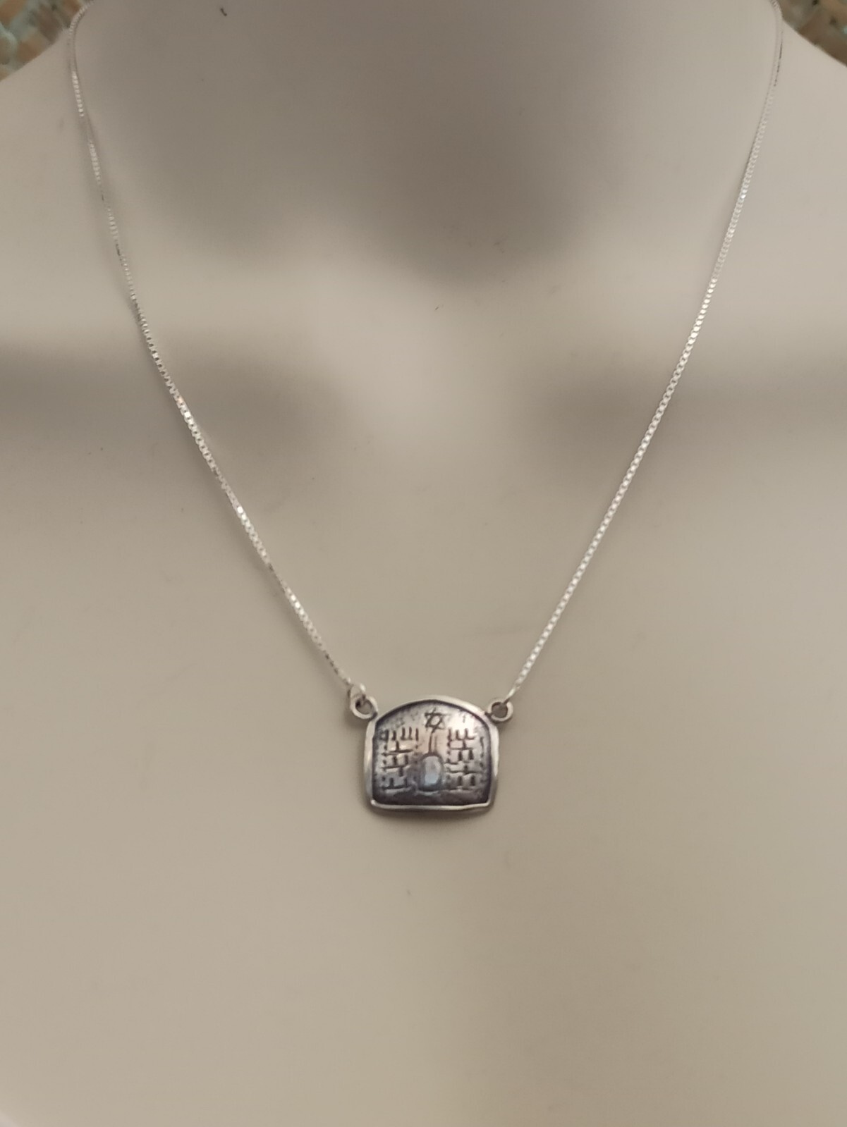 Vintage Star of David Necklace 90s Israel Artisan Silver 925 Judaica Gift Box 19