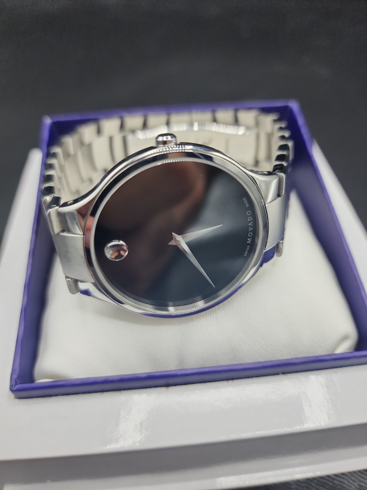 Movado Museum Stainless Steel Men’s Wristwatch – New Battery No Box