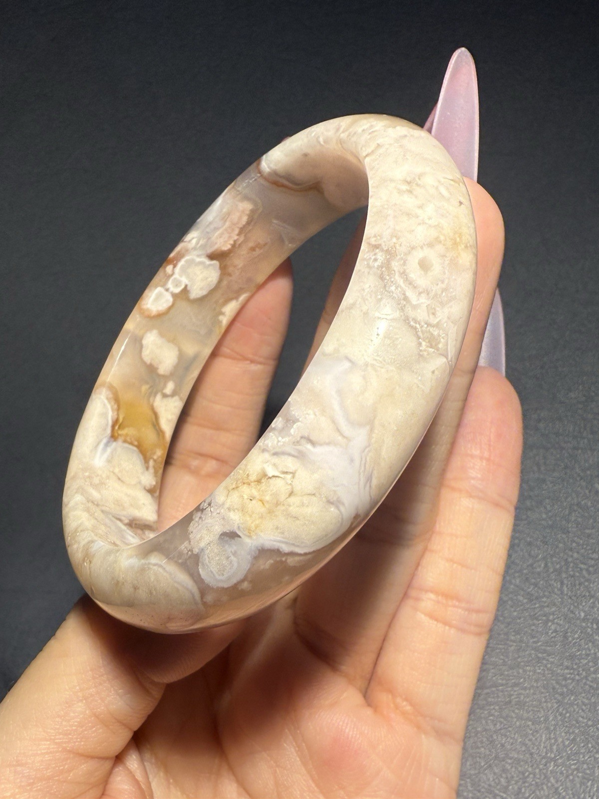 58.3mm Madagascar Sakura Agate Cherry Blossom Bangle/Flowers Blossom
