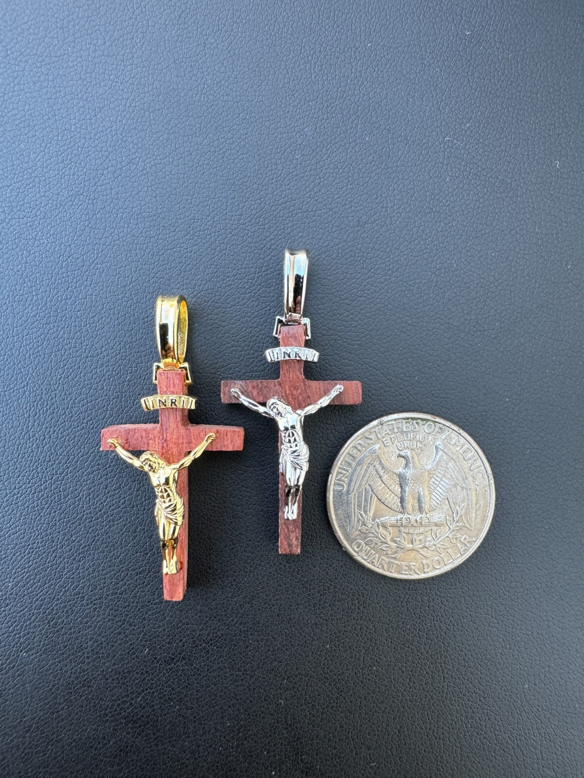 Mens Real 925 Silver Red Cherry Walnut Wood Jesus Cross Pendant Necklace 1.25″