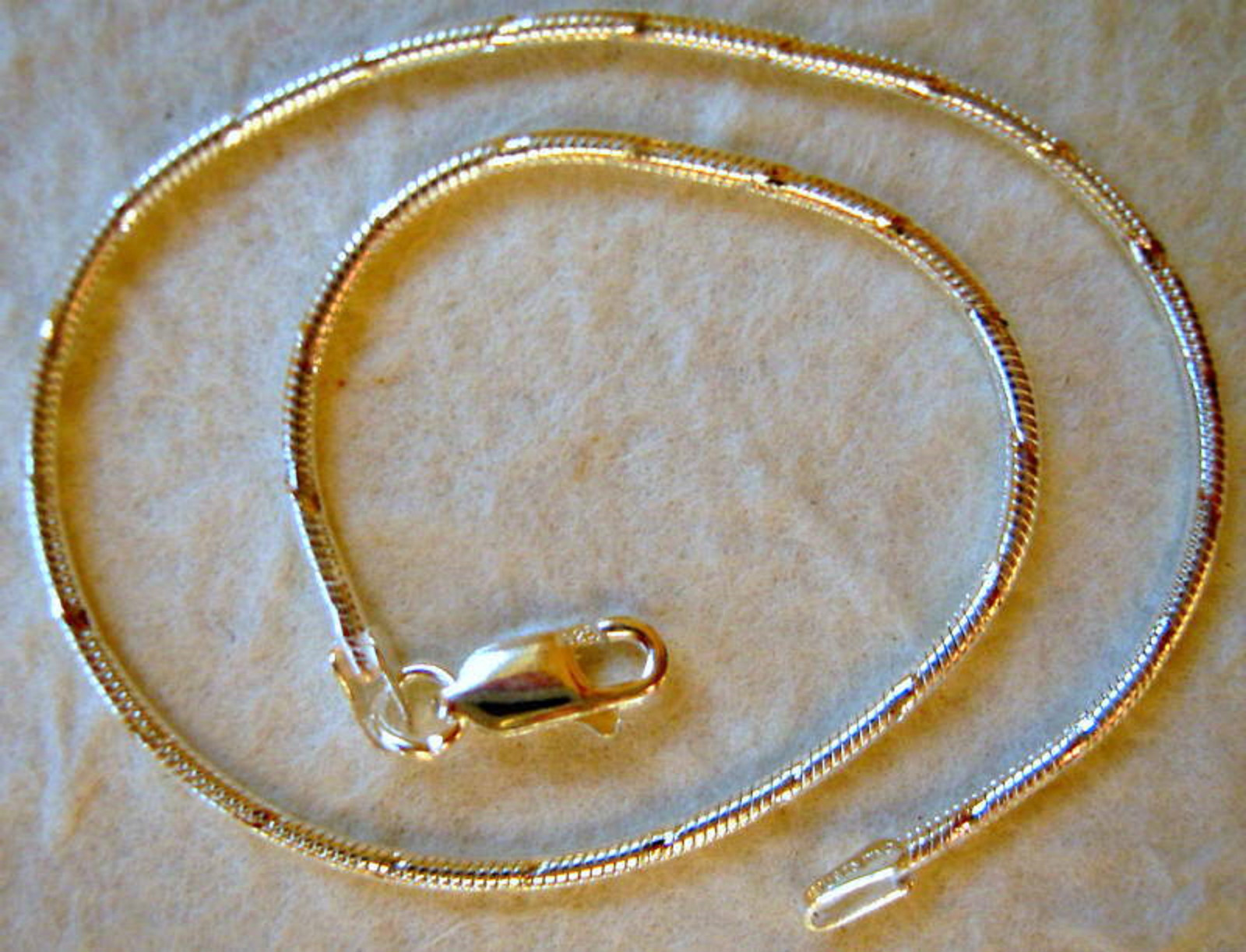 Italian Made Sterling Silver .925 Diamond Cut Snake Chain Wrist Bracelet 7″