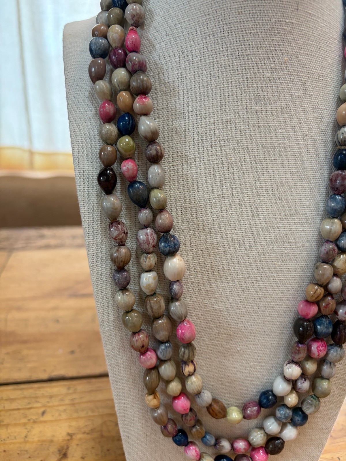 Vintage Job’s Tears Seed Beed Multi Color 72″ Necklace