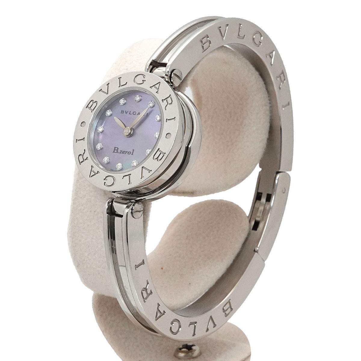 BVLGARI B-zero1 BZ23S 12P Diamond Quartz Blue shell Dial Ladies Watch 90332640