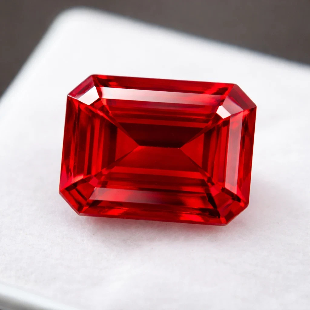Natural 12.38 Ct Burmese Blood Red Ruby Emerald Cut AGL Certified Gemstone