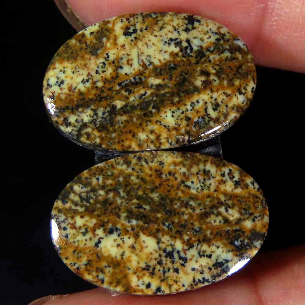 23.80Cts.100% Natural Designer Picture Jasper Oval 13x20x4mm cab Pair Gemstone
