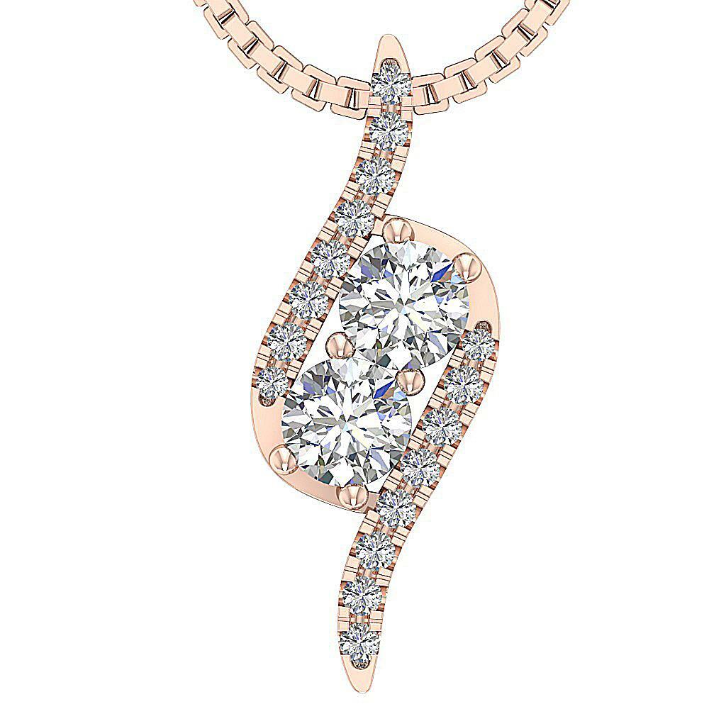 Forever Us Two Stone Fashion Pendant I1 G 0.50 Ct Natural Diamond 14K White Gold