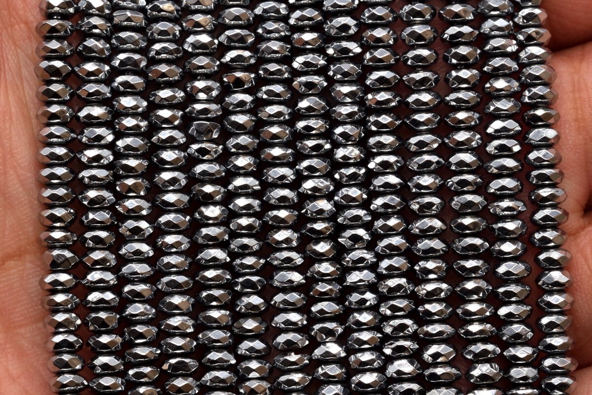 4x2MM Silver Tone Hematite Beads Grade AAA Faceted Rondelle Gemstone Loose Beads