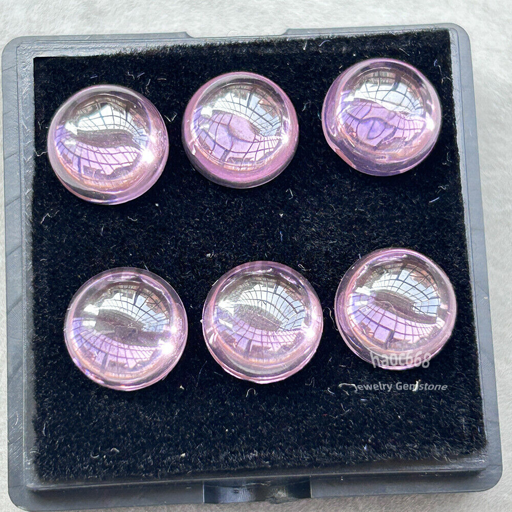 10se Pink transparent 3mm-12mm Amethyst Round Cabochon Loose Cubic Zirconia