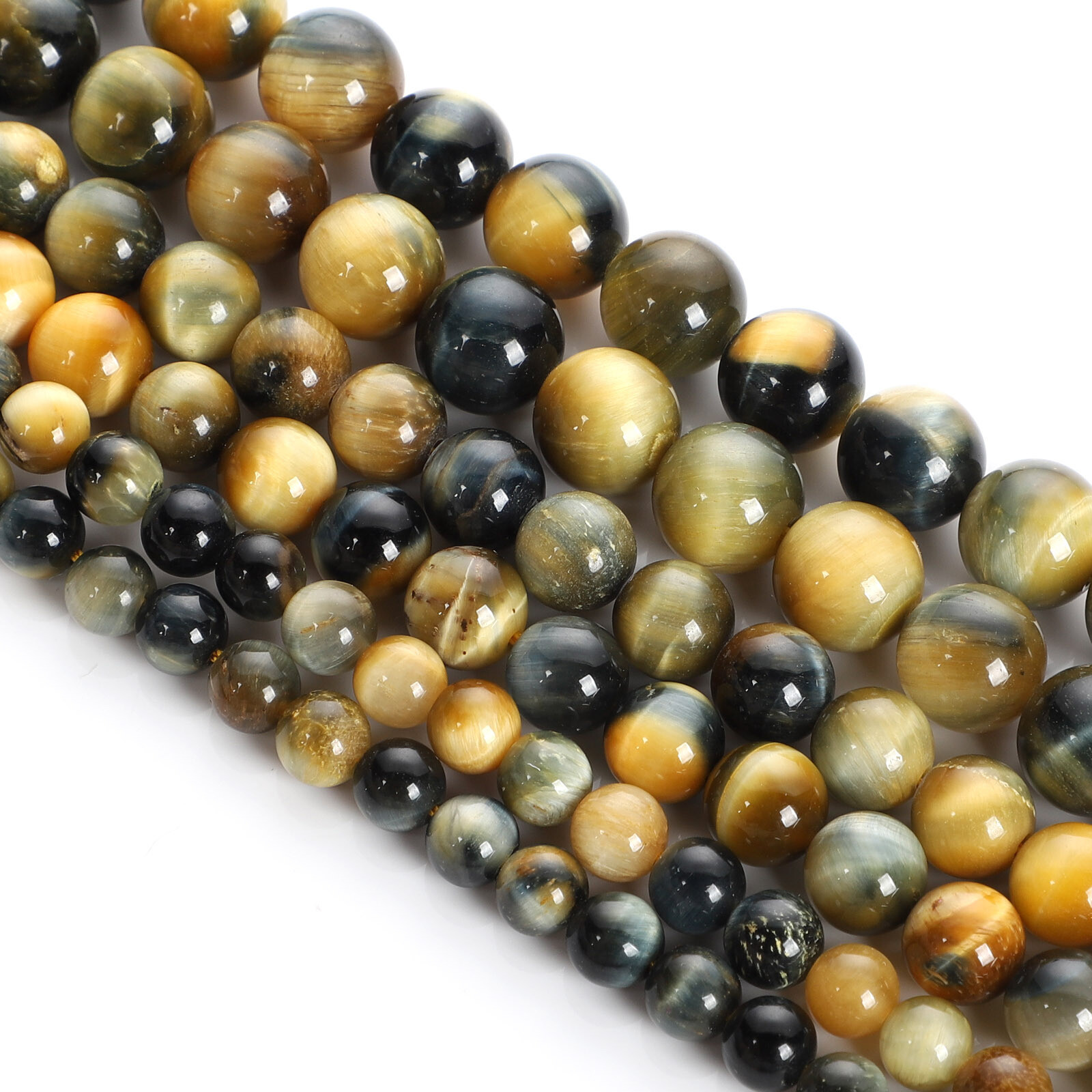 Natural Tiger’s Eye Gemstone Smooth Round Loose Beads for DIY Bracelet Necklace