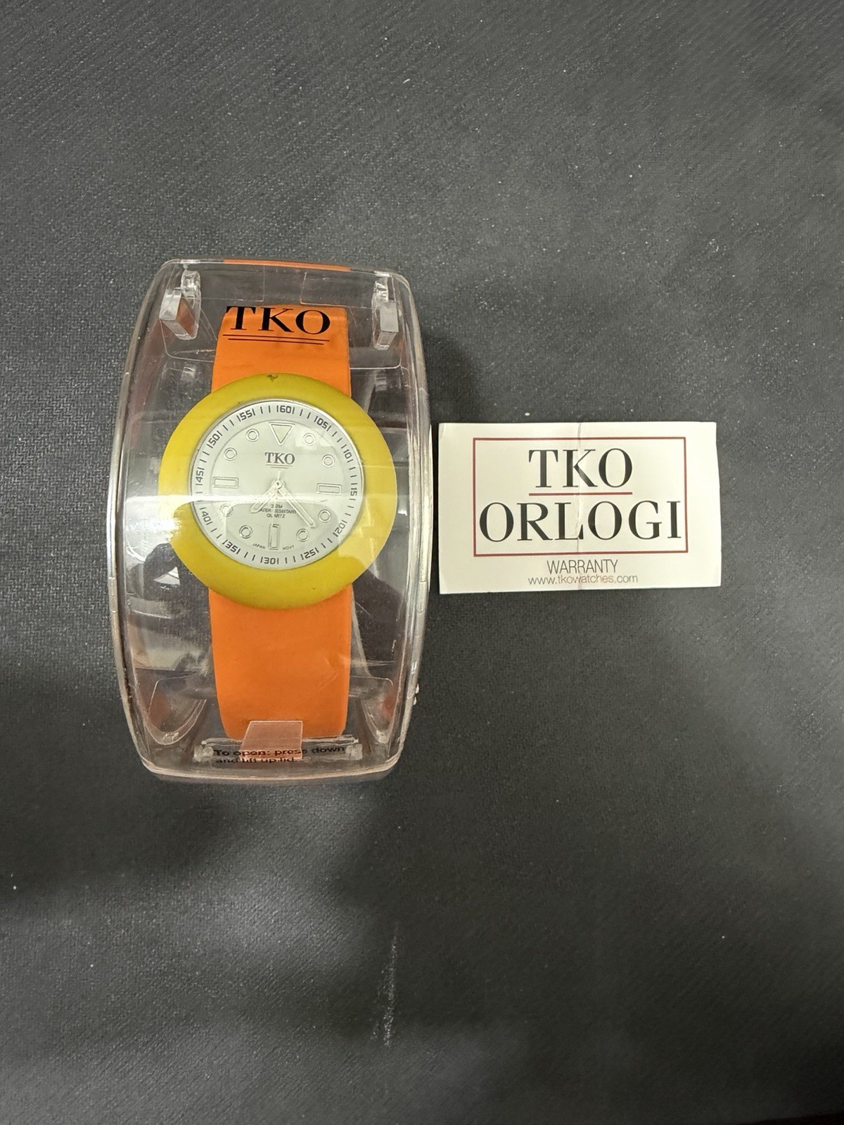 TKO Orlogi Orange Yellow Silicone Watch Original Case & Warranty NOS