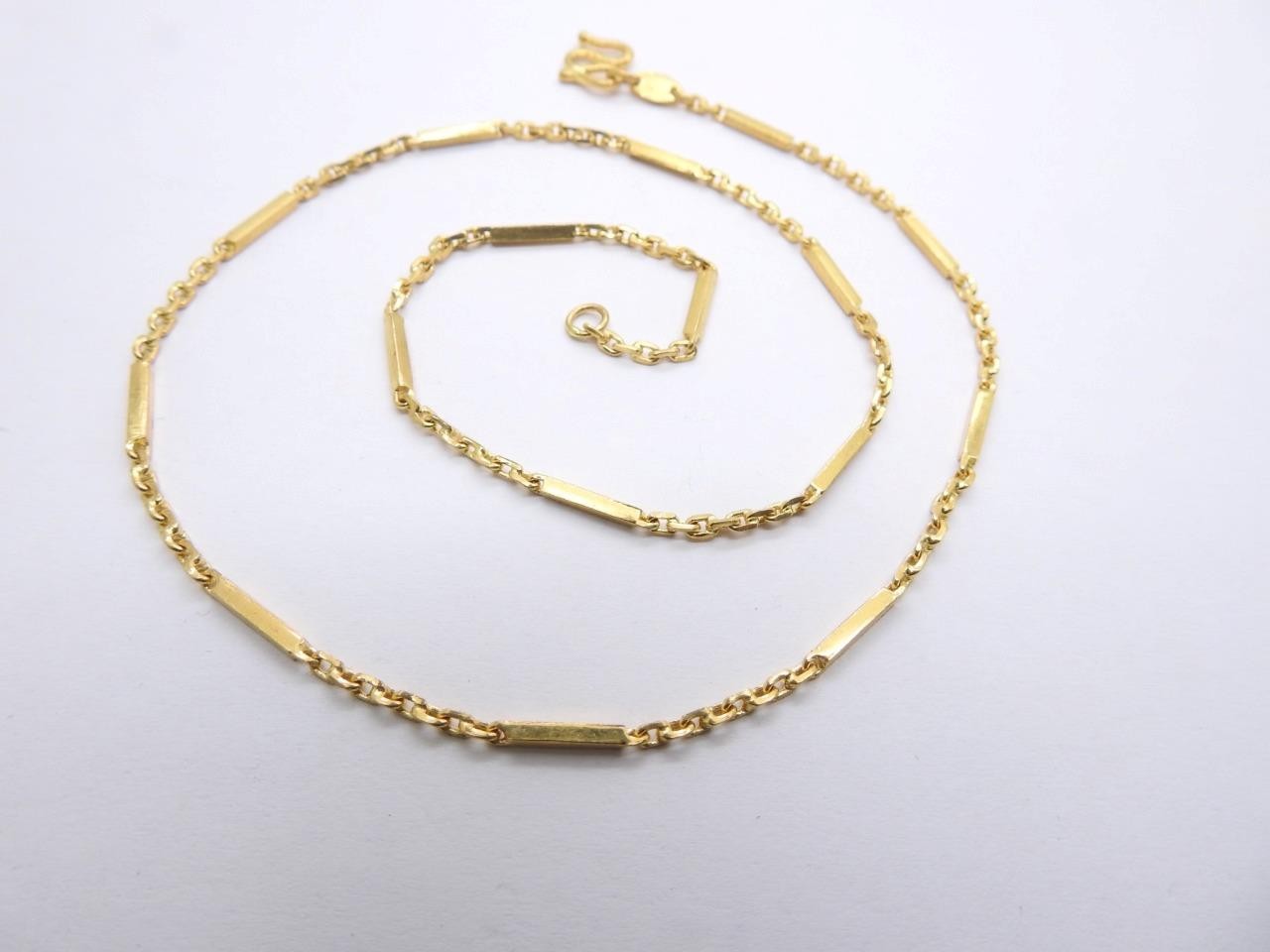 22K Yellow Gold Baht Fancy Bar Link Chain Necklace 17 Grams 18.5″ inch