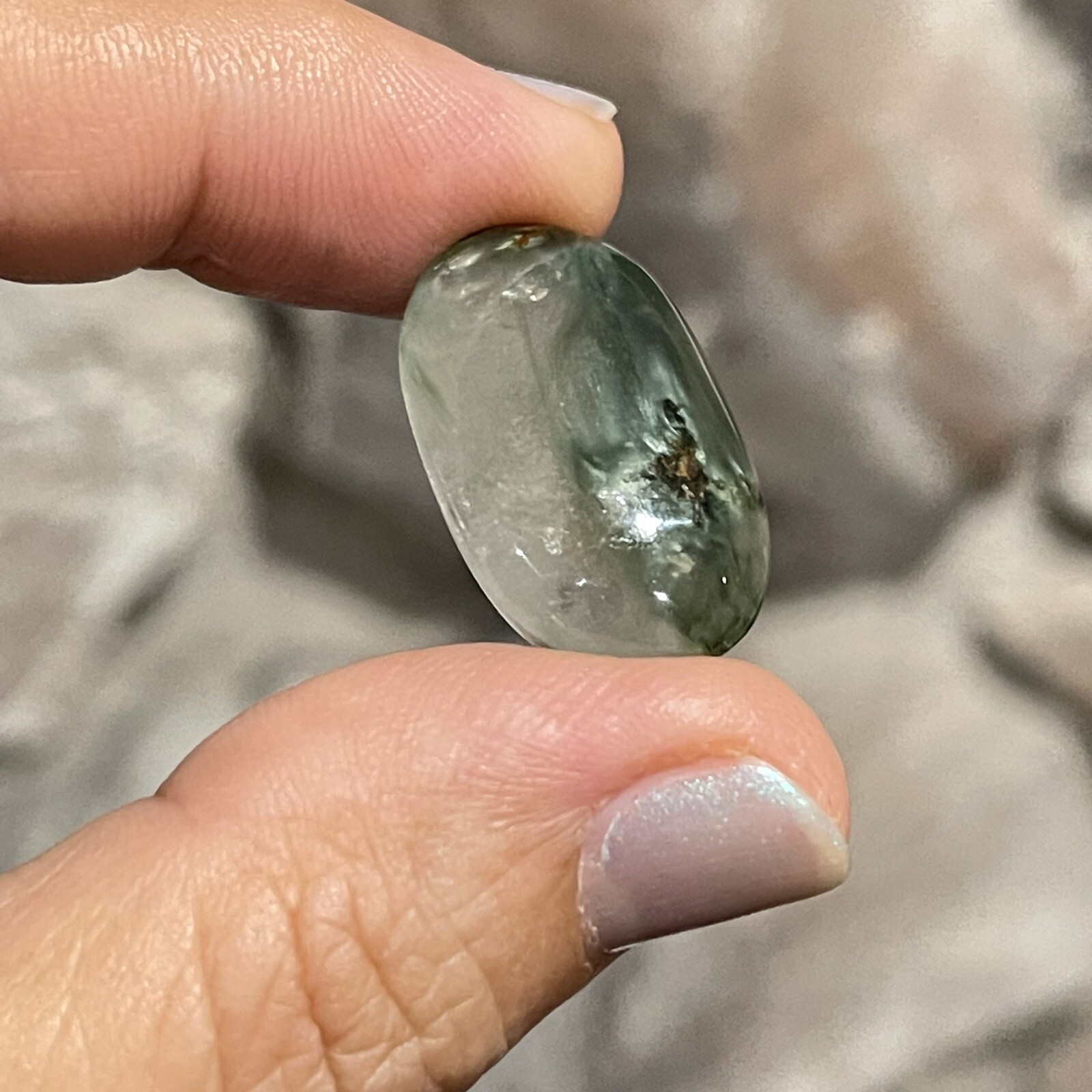 25.6×15.4x6mm Green Angel Hair Quartz Oval Cabochon Loose Gem Stone