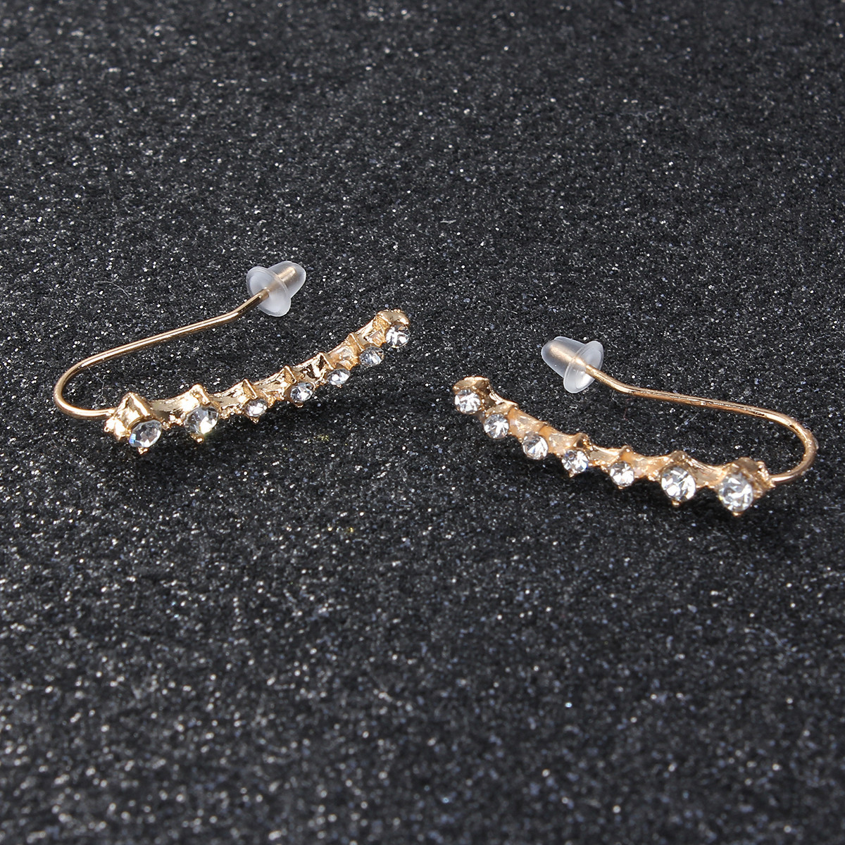 SEXY SPARKLES Ear Climbers/Ear Crawlers Clear Rhinestones Earrings Cuff Climber