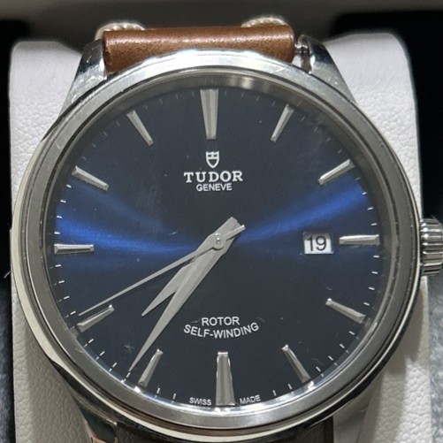 TUDOR Glamour Date Dark Blue Dial W/ Leather Strap