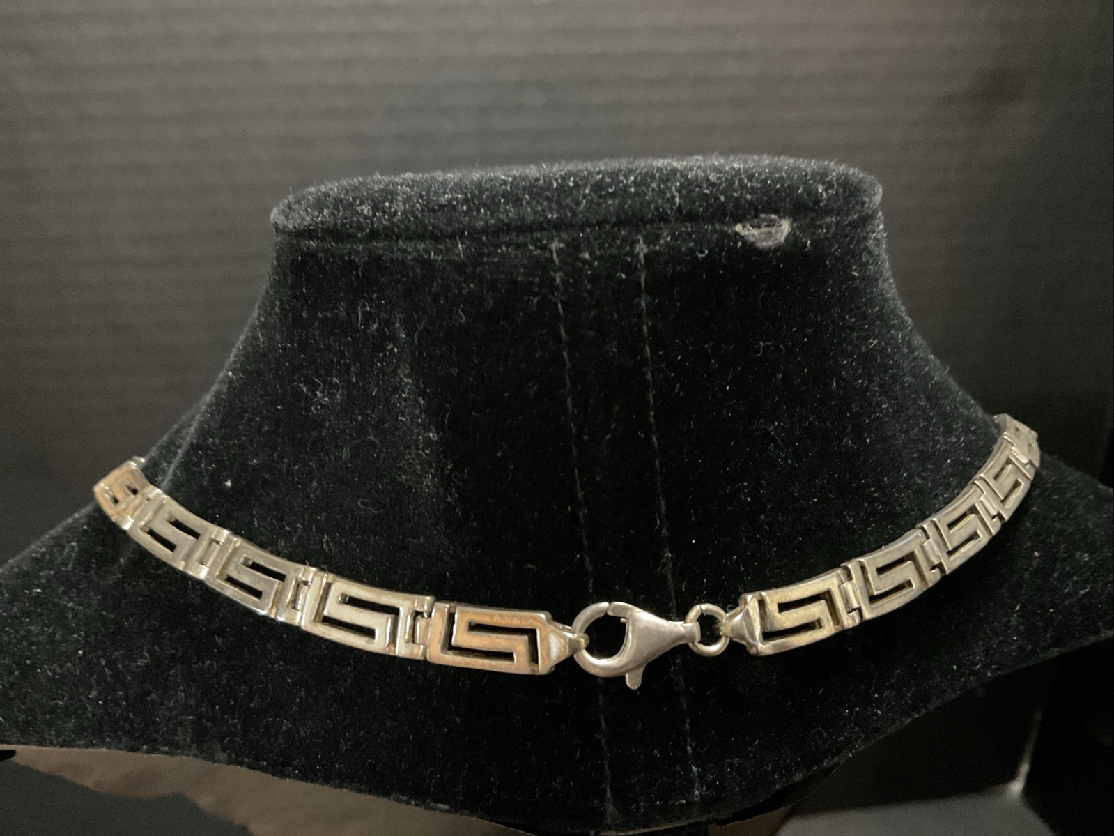 Sterling Silver and Blue Lapis Necklace Greek Key Design Choker ~ 45 Grams 20 In