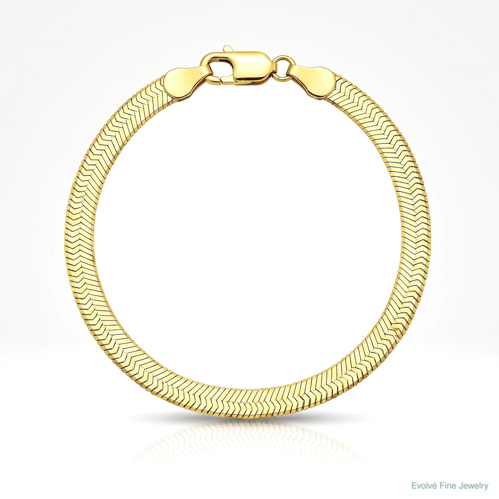 14K Yellow Gold 5mm Silky Herringbone Chain Bracelet 7″-8″