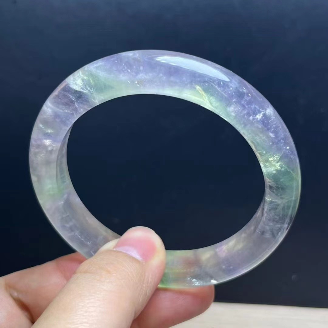 61mm Natural Color Fluorite Crystal Quartz Handmade Bracelet